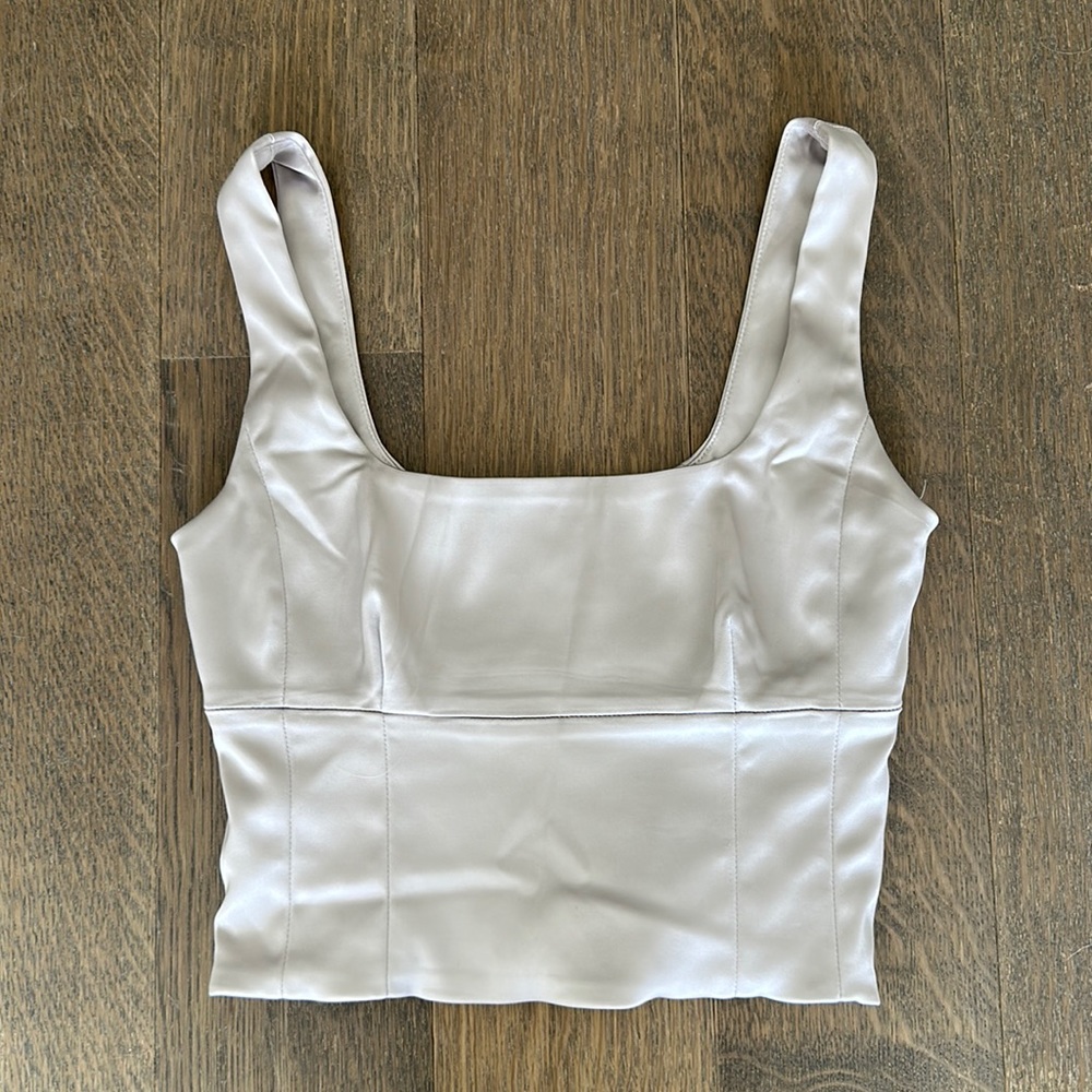 Aritzia Wilfred Shine Bustier in Vin Gris (Size 2XS)